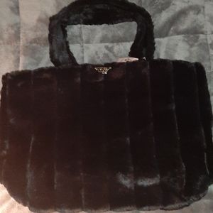 Victoria's secret black fuzzy bag NWT